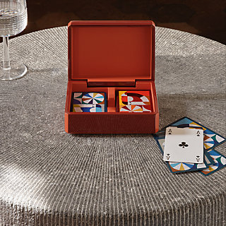 Facettes Cheval Natte bridge card box - Red | Hermès USA